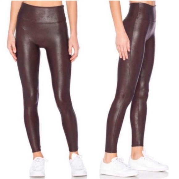Spanx Faux Leather Leggings in Wine Size Small NWT New - Picture 1 of 16